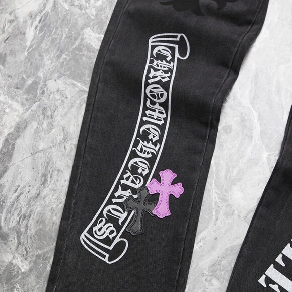 Chrome Heart Leather Patch Jeans - Picture 5 of 11